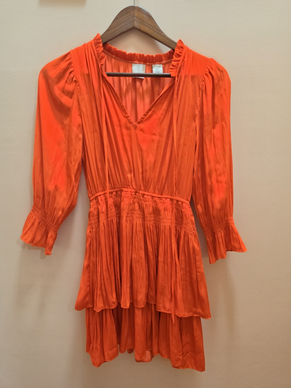 Joie Orange Tiered Mini Dress Boho Cottagecore Size XS